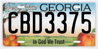 GA license plate CBD3375