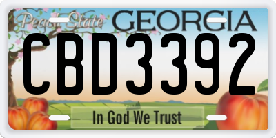 GA license plate CBD3392
