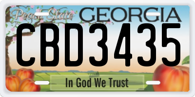 GA license plate CBD3435