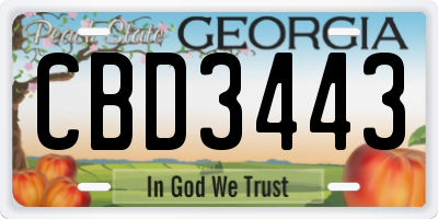 GA license plate CBD3443