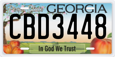 GA license plate CBD3448