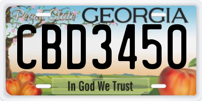 GA license plate CBD3450