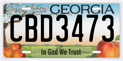 GA license plate CBD3473