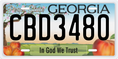 GA license plate CBD3480