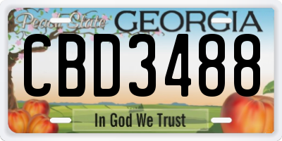 GA license plate CBD3488