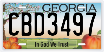 GA license plate CBD3497
