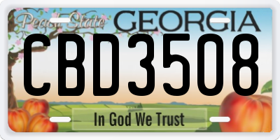 GA license plate CBD3508