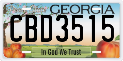 GA license plate CBD3515