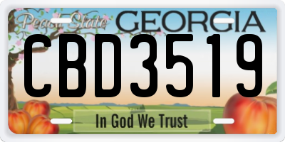 GA license plate CBD3519