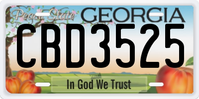 GA license plate CBD3525