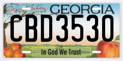 GA license plate CBD3530