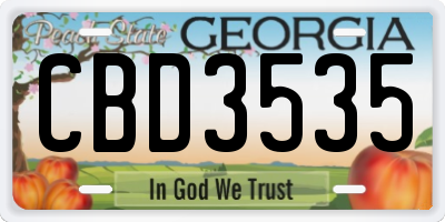 GA license plate CBD3535