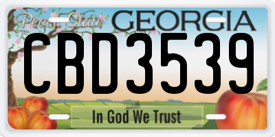 GA license plate CBD3539