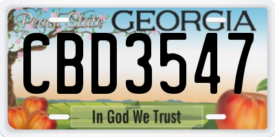 GA license plate CBD3547
