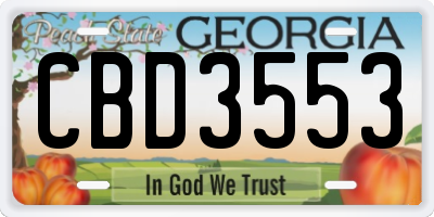 GA license plate CBD3553