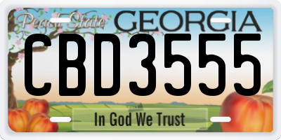 GA license plate CBD3555