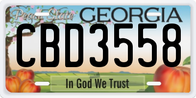 GA license plate CBD3558