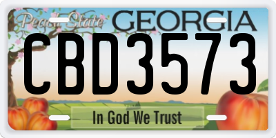 GA license plate CBD3573