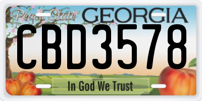 GA license plate CBD3578