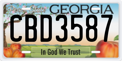 GA license plate CBD3587