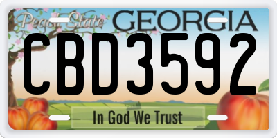 GA license plate CBD3592