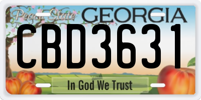 GA license plate CBD3631