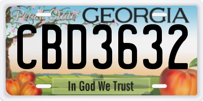 GA license plate CBD3632