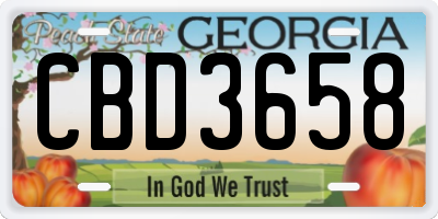 GA license plate CBD3658