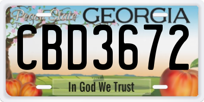 GA license plate CBD3672