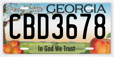 GA license plate CBD3678