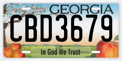 GA license plate CBD3679