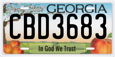 GA license plate CBD3683
