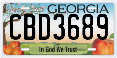GA license plate CBD3689