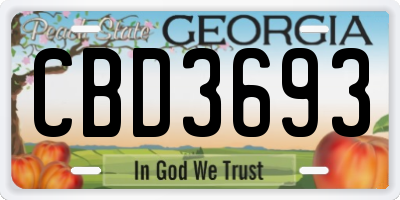 GA license plate CBD3693