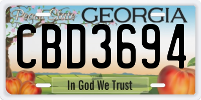 GA license plate CBD3694