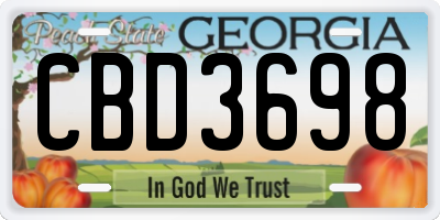 GA license plate CBD3698