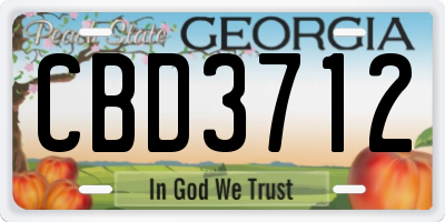 GA license plate CBD3712