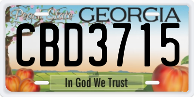 GA license plate CBD3715