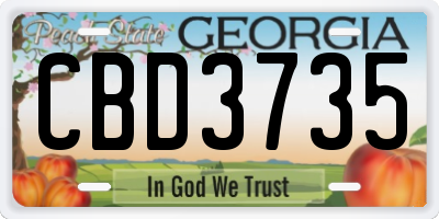 GA license plate CBD3735