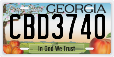 GA license plate CBD3740