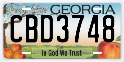 GA license plate CBD3748