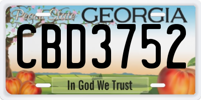 GA license plate CBD3752