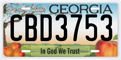 GA license plate CBD3753