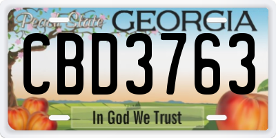 GA license plate CBD3763