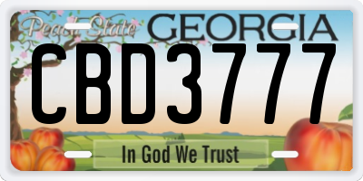 GA license plate CBD3777
