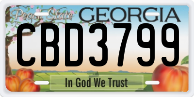 GA license plate CBD3799