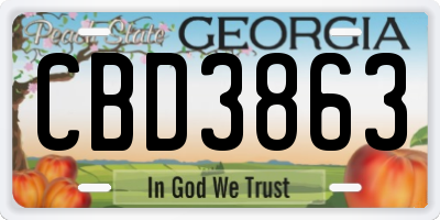 GA license plate CBD3863