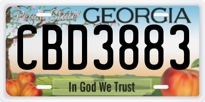 GA license plate CBD3883