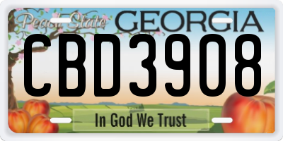 GA license plate CBD3908