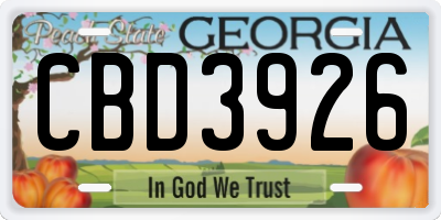 GA license plate CBD3926